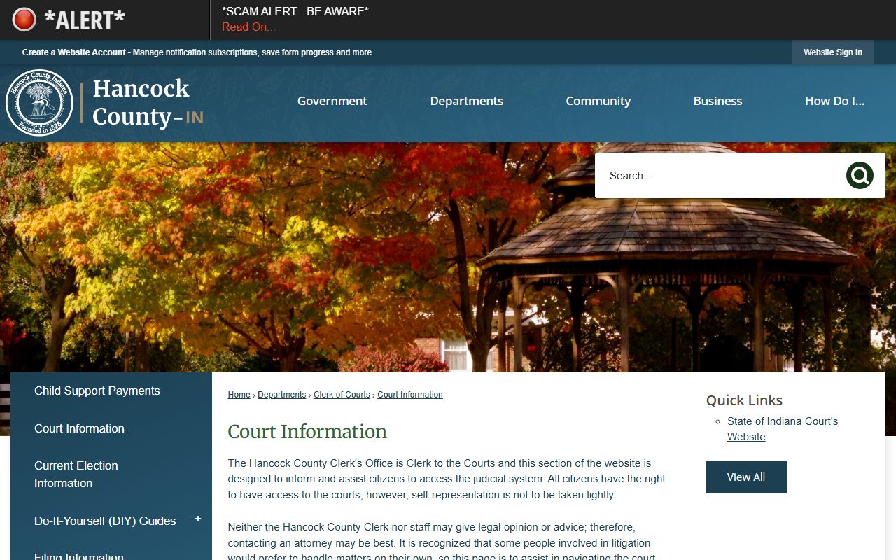 Hancock County Clerk court information and copy fee details