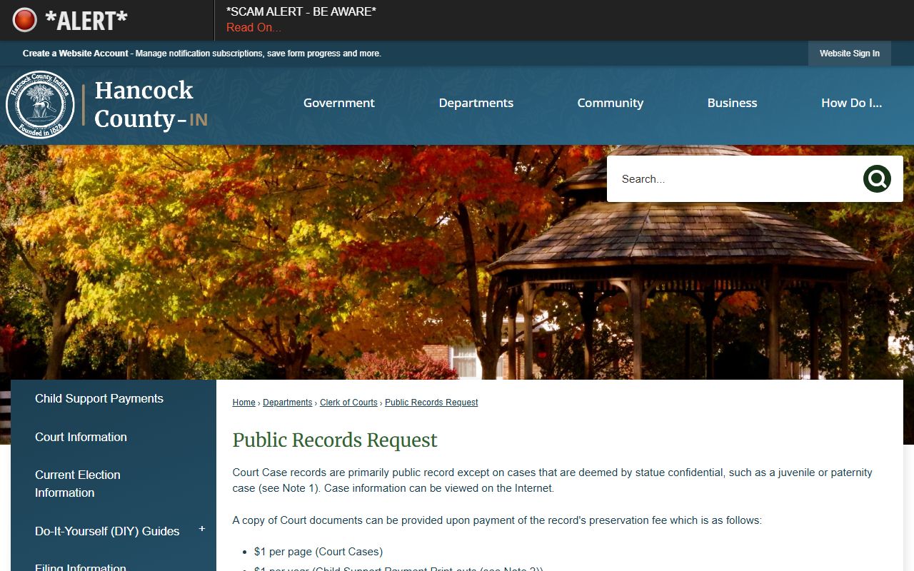 Hancock County Clerk public records request information