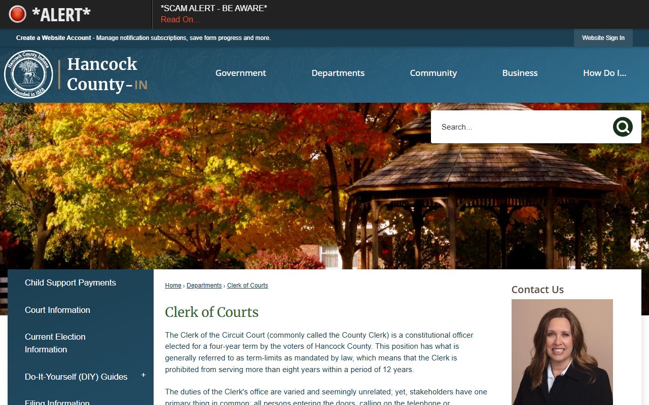 Hancock County Clerk of the Circuit Court office records page