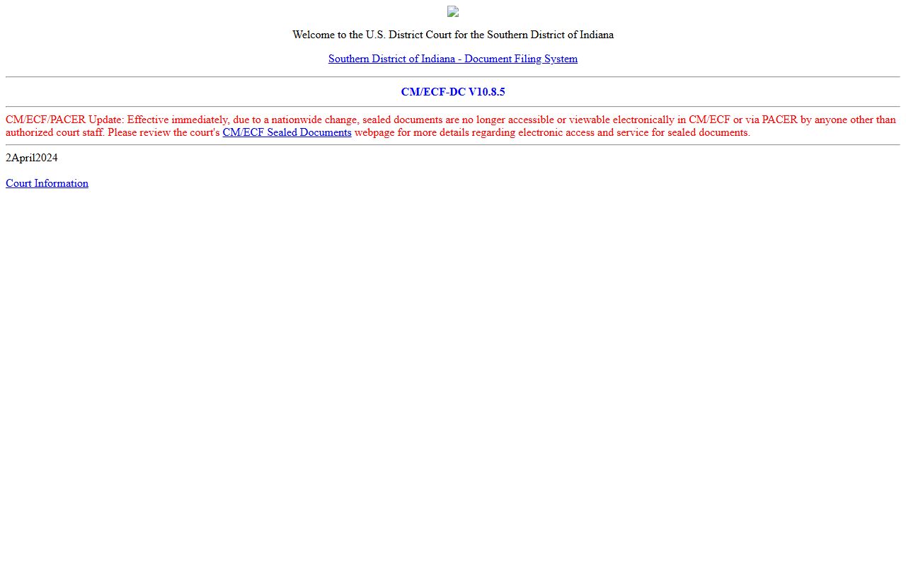 Hancock County court dockets Southern District CM ECF login