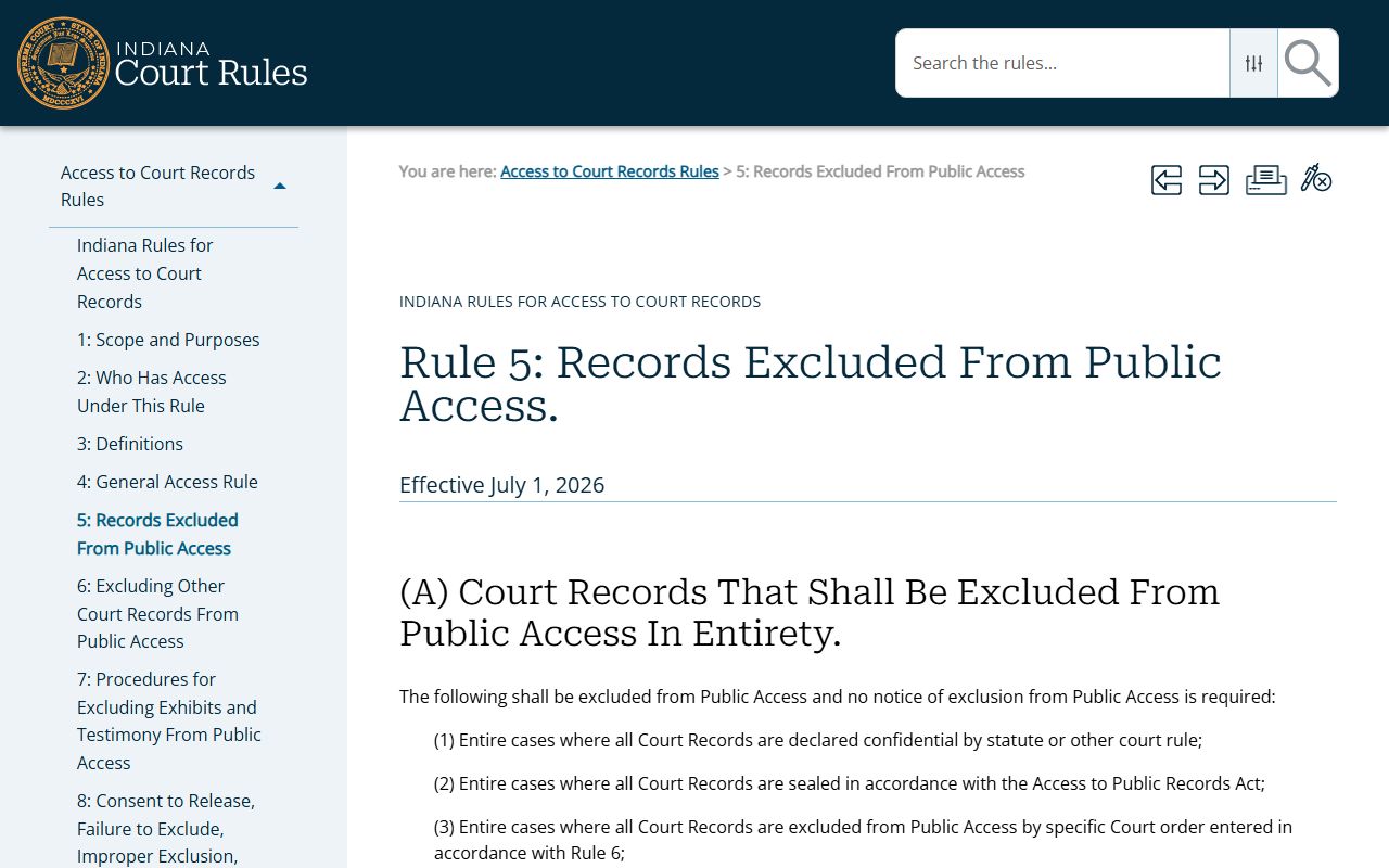 Hancock County court records Rule 5 access page