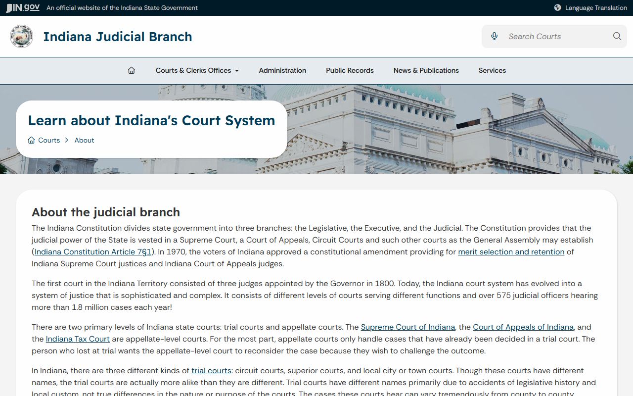 Hancock County court records Indiana court system overview