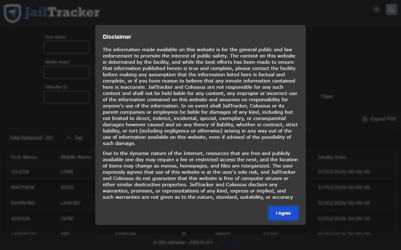Hancock County inmate records JailTracker lookup