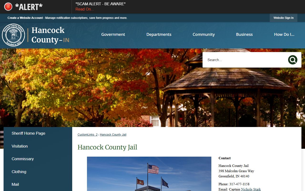 Hancock County inmate records Hancock County Jail page