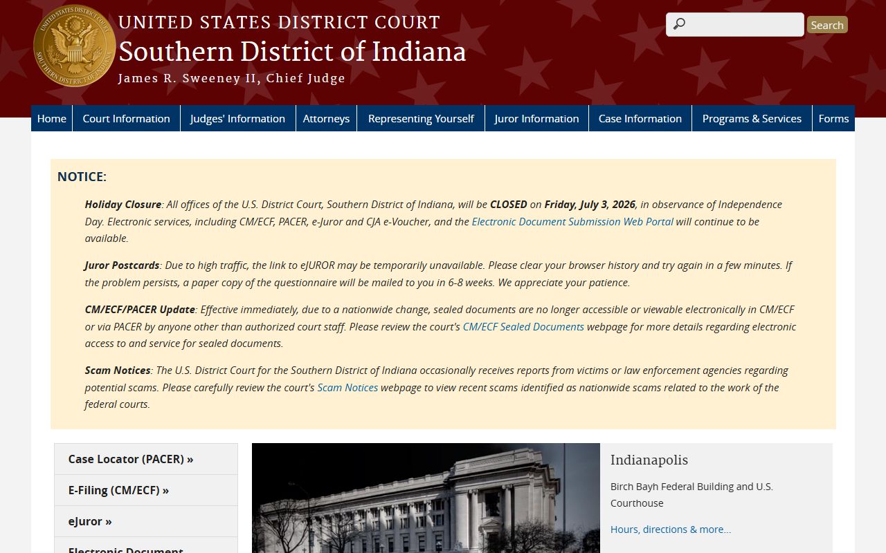 Hancock County probate records and Southern District of Indiana federal court information